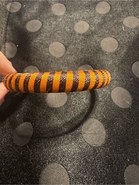 Hand Crafted Striped Orange&Black Halloween Bangle Bracelet